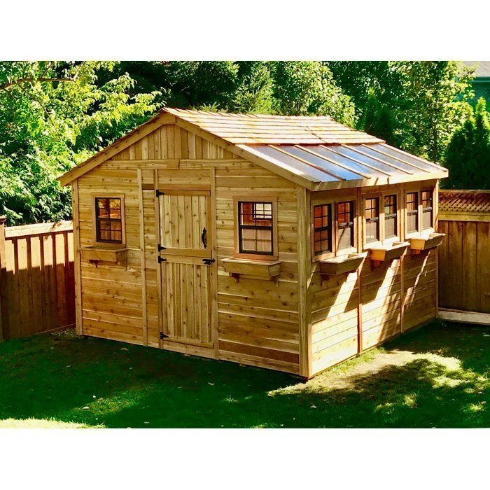 12 ft. W x 12 ft. D Cedar Wood Sunshed Garden Shed - Image 1