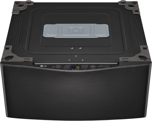 LG – SideKick 1.0 Cu. Ft. High-Efficiency Smart Top Load Pedestal Washer with 3-Motion Technology – Black steel - Image 1